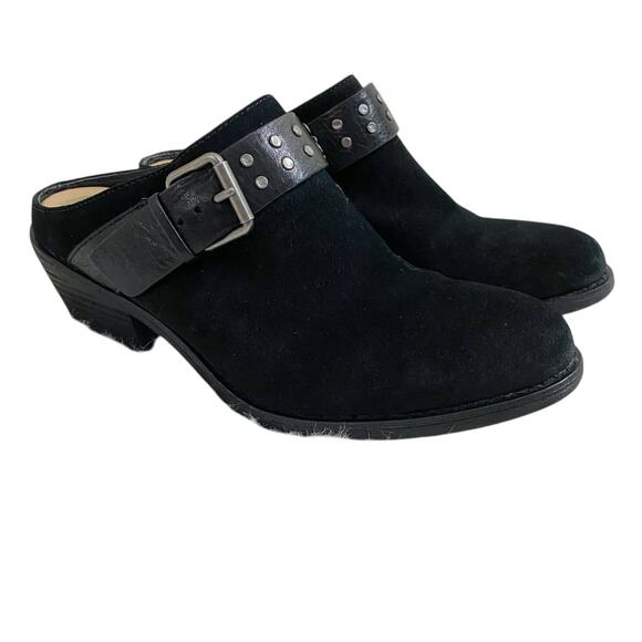 Sofft Black Suede Western Style Mules Sz 8 Strap/Buckle Detail Cushioned Insoles - Picture 11 of 11